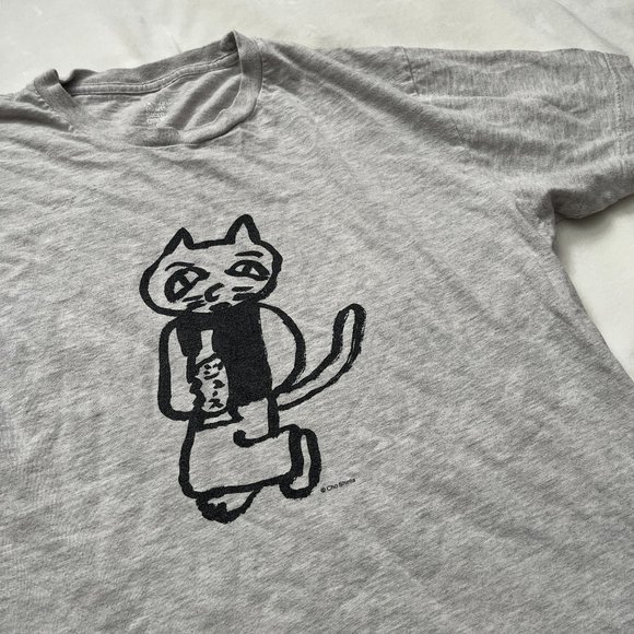 design t shirt store graniph cho shinta art illustrator japan cat large gray tee - Picture 1 of 8
